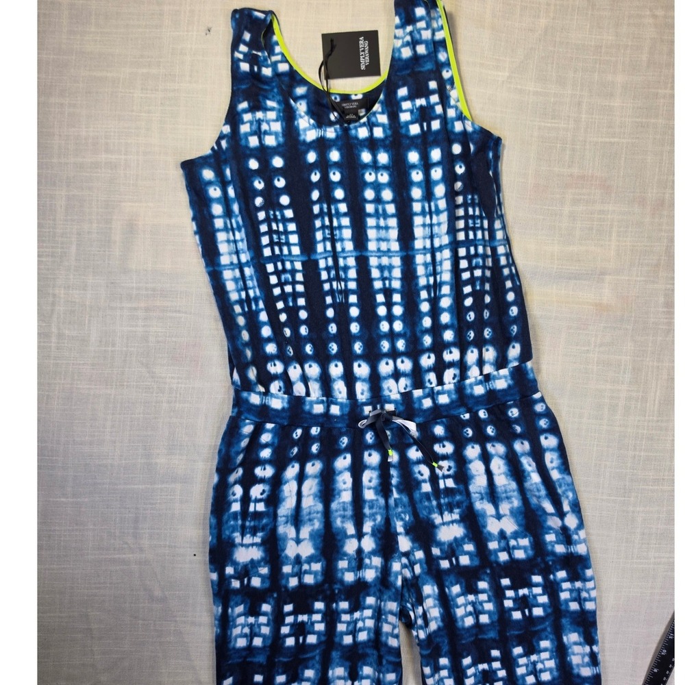 Simply Vera Vera Wang Navy Tie Dye Sleeveless Jumpsuit C365984 Mens Medium NEW